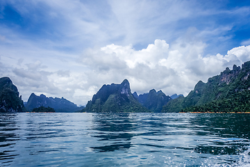 Image showing Cheow Lan Lake cliffs, Khao Sok National Park, Thailand