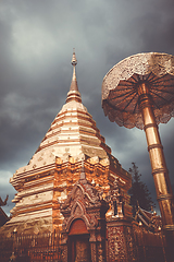 Image showing Wat Doi Suthep golden stupa, Chiang Mai, Thailand