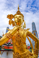 Image showing Kinnara golden statue, Grand Palace, Bangkok, Thailand