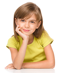 Image showing Portrait of a pensive little girl