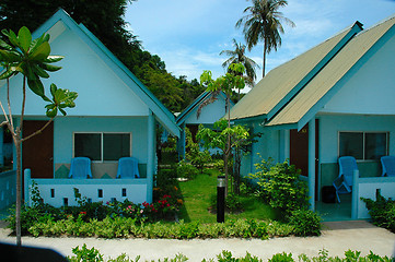 Image showing blue bungalows