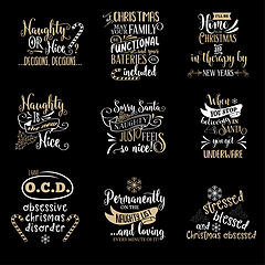 Image showing Christmas quotes collection isolated on black. Vector