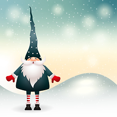 Image showing Christmas gnome in winter decor. Vector