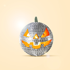 Image showing Scary pumpkin on yellow background, the night of fear