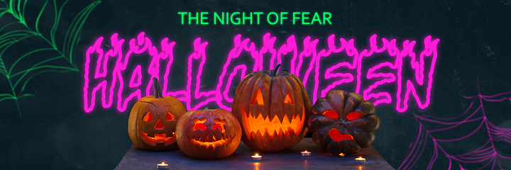 Image showing Scary pumpkins on black background, the night of fear