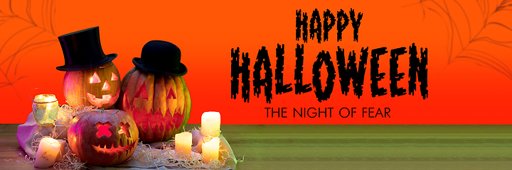 Image showing Scary pumpkin on bright background, the night of fear