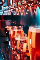 Image showing Glasses of different kinds of beer, time for oktoberfest