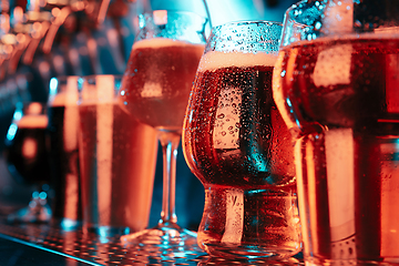 Image showing Glasses of different kinds of beer, time for oktoberfest