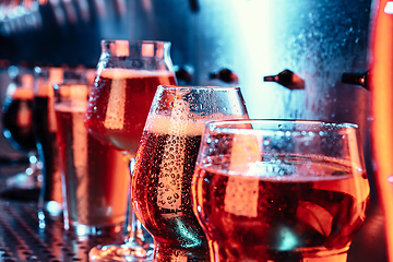 Image showing Glasses of different kinds of beer, time for oktoberfest