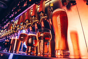 Image showing Glasses of different kinds of beer, time for oktoberfest