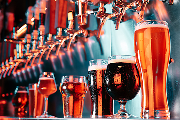 Image showing Glasses of different kinds of beer, time for oktoberfest