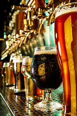 Image showing Glasses of different kinds of beer, time for oktoberfest