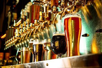 Image showing Glasses of different kinds of beer, time for oktoberfest