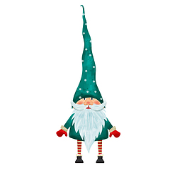 Image showing Watercolor Christmas gnome isolated on white background. Vector