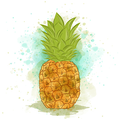 Image showing Appetizing watercolor pineapple