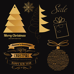 Image showing Festive golden Christmas items collection for Christmas sale