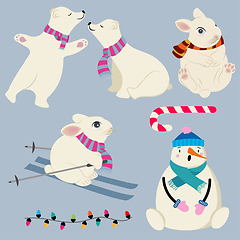 Image showing Flat design animal collection in winter