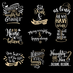 Image showing  Huge Christmas quotes collection isolated on black. Vector