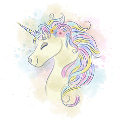 Image showing Beautiful watercolor unicorn. 