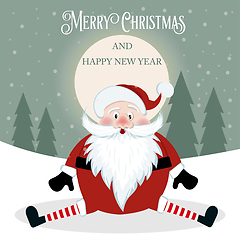 Image showing Funny Christmas card with Santa. Flat design. Vector