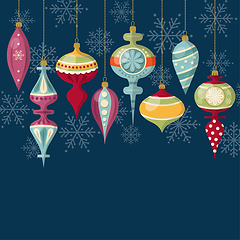 Image showing Flat design Christmas card with Christmas balls