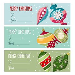 Image showing Cute flat design Christmas labels collection  with Christmas bal