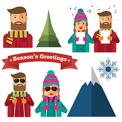 Image showing Cute Christmas items collection in hipster style. Vector