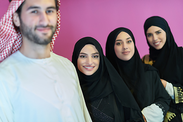 Image showing Portrait of young muslim people in traditional clothes