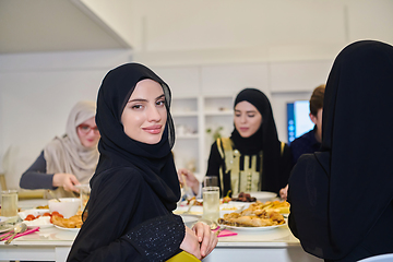 Image showing Muslim family having iftar together during Ramadan.