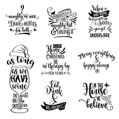 Image showing Cute Christmas quotes collection isolated on white. Vector