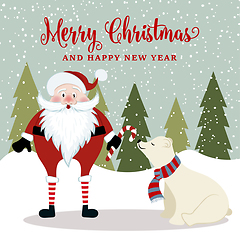 Image showing Gorgeous Christmas card with Santa and polar bear . Christmas po