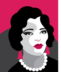 Image showing Fashion woman portrait art deco style. Flat design.