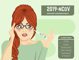 Image showing woman with fever. Coronavirus disease, Covid-19. Vector