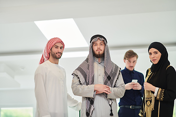 Image showing Group portrait of muslim businessmen and businesswoman