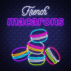 Image showing French macarons - Neon Sign Vector. French macarons - neon sign 
