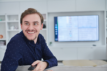 Image showing Happy young muslim man in modern home