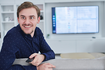 Image showing Happy young muslim man in modern home