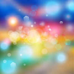 Image showing Bokeh lights effect on colorful gradient background 