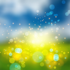 Image showing Bokeh lights effect on fresh spring gradient  background