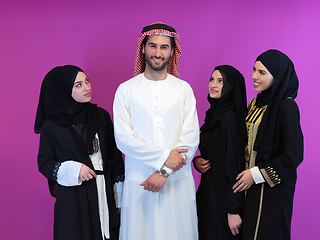 Image showing Portrait of young muslim people in traditional clothes