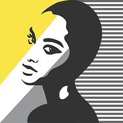 Image showing Fashion woman portrait. Vector silhouette