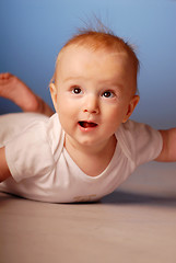 Image showing Little boy making a plane