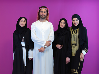 Image showing Portrait of young muslim people in traditional clothes