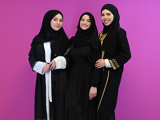 Image showing Portrait of Arab women wearing traditional clothes or abaya