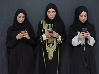 Image showing Portrait of Arab women wearing traditional clothes or abaya