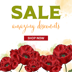 Image showing Sale banner template with poppies