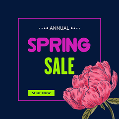 Image showing Spring Sale banner template with peony flower