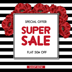 Image showing Super Sale banner template with poppies