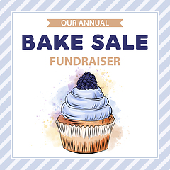 Image showing Charity Bake Sale banner template with cupcake