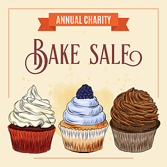 Image showing Charity Bake Sale banner template with cupcake design